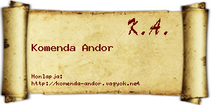 Komenda Andor névjegykártya